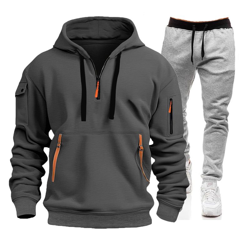 Men's sports hoodie suit zipper hoodie suit hoodie pant two sets_voghion.com