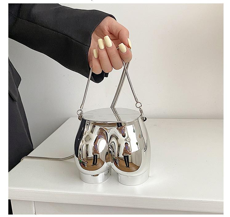 Niche Design Sier Pouch per rossetto Borsa da sera per donna Borsa per cuffie Borsa a tracolla con tracolla a catena in acrilico a forma di culo_voghion.com