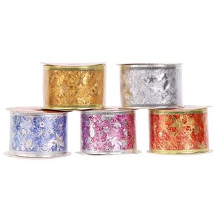 Panglică cu cinci colțuri pentru decorarea bradului de Crăciun, ambalaj pentru cadouri de Crăciun, panglică dublă_voghion.com
