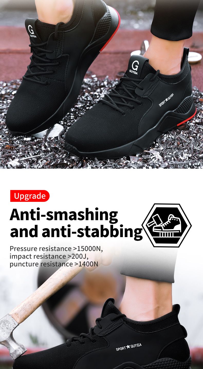 Buty robocze GUYISA z stalowym noskiem, czarne, odporne na uderzenia i przebicia, 35-50 8186_voghion.com