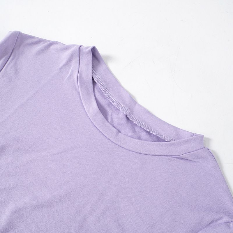 Abito da donna alla moda, a maniche corte, aderente, con scollo rotondo, tinta unita_voghion.com