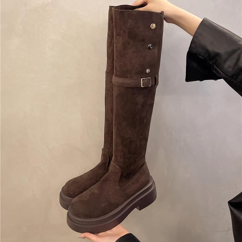 Platform Long Women 2025 Autumn Winter New Two-Way Fold Over Knee Slimming High Tube Riding Boots_voghion.com