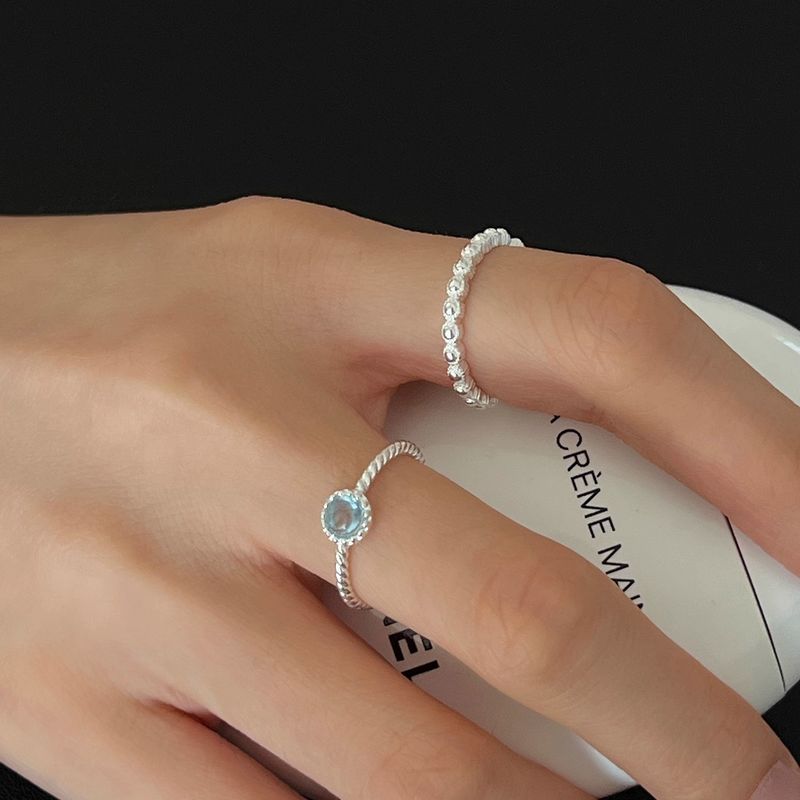 Bague en forme de cercle bleu uni, finement tressée, ouverte, réglable, design de niche, index, simple, polyvalente_voghion.com