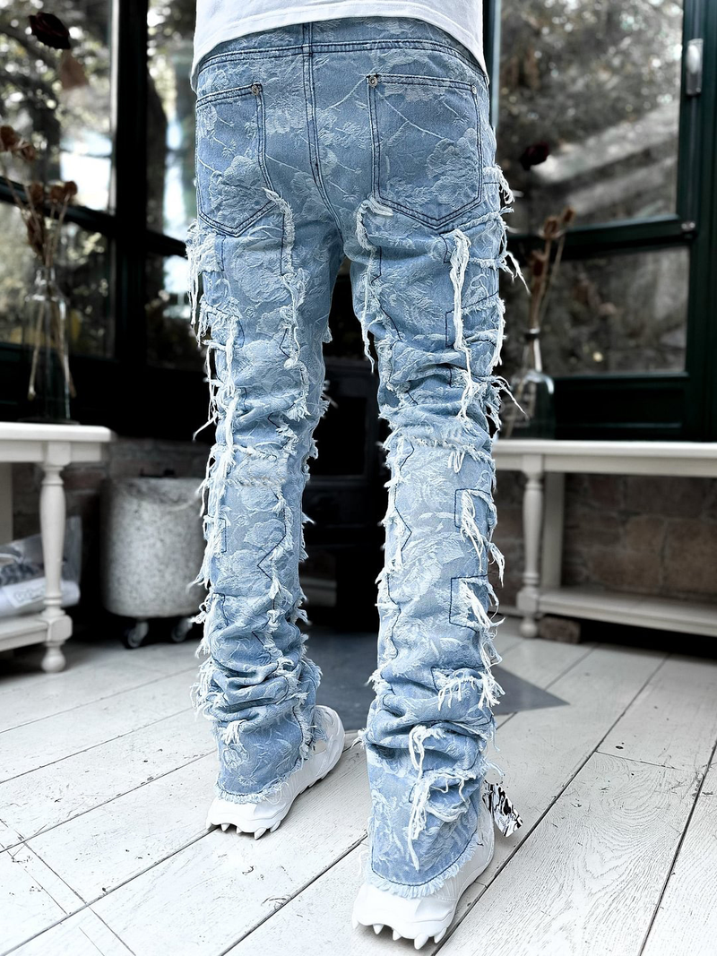 New Men's Denim 2024 Straight Pants European And American Street Fashion Ins Popular Stretch Patch Denim Straight Pants_voghion.com