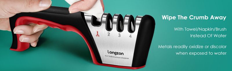 4-in-1 Knife Sharpener - Includes Anti-Cut Gloves_voghion.com