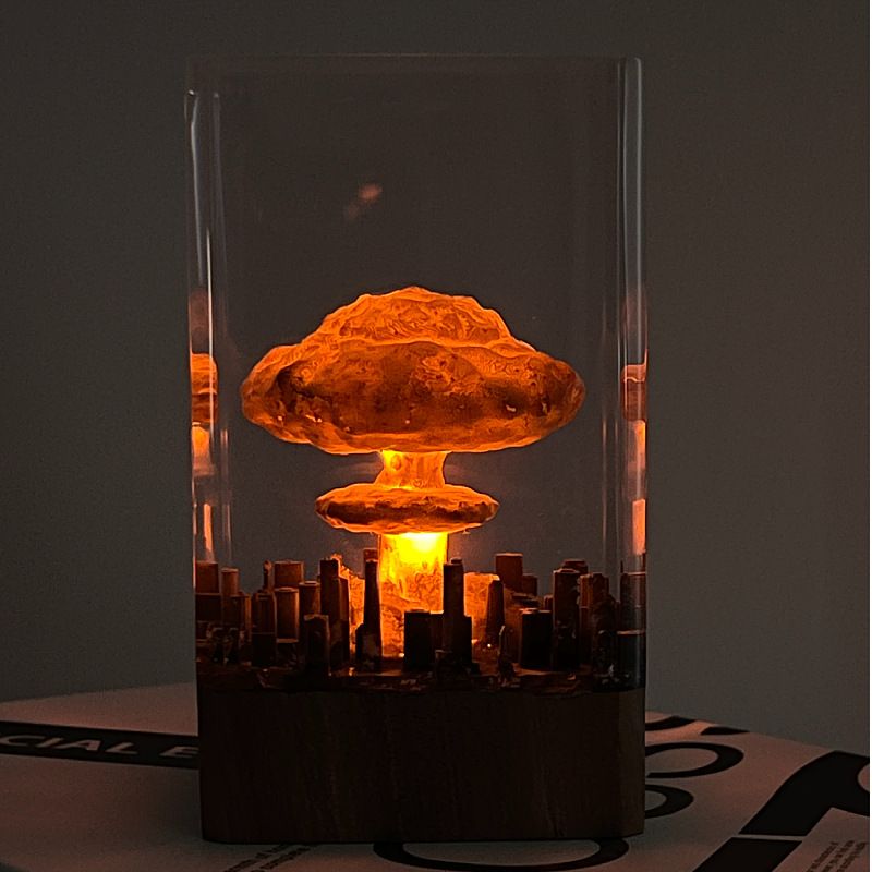 Night Light Ornament Ohaimer Atomic Bomb Explosion Mushroom Cloud Creative Crystal Epoxy Resin Craft_voghion.com