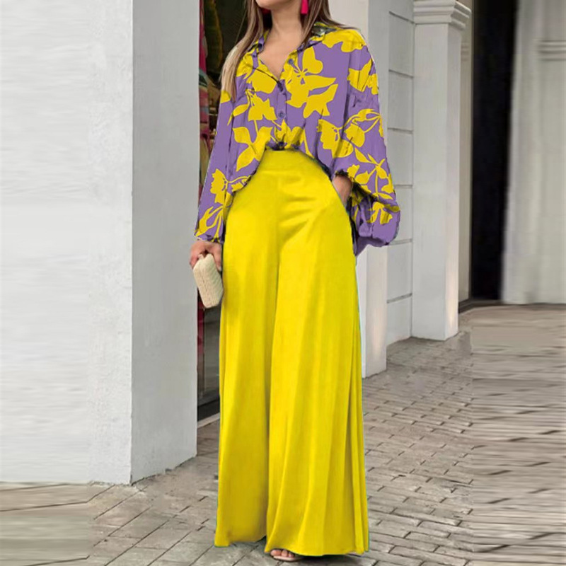 Camicie stampate popolari Pantaloni stile INS Abiti casual alla moda_voghion.com