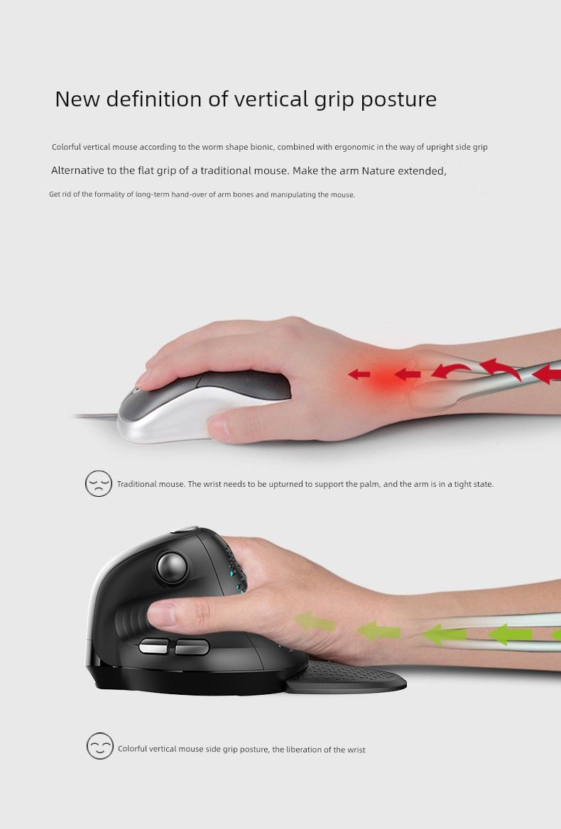 Colorful M618xsd Explorer Wireless Thumb Horizontal Roller Ergonomic Three-Model Rechargeable Vertical Mouse_voghion.com
