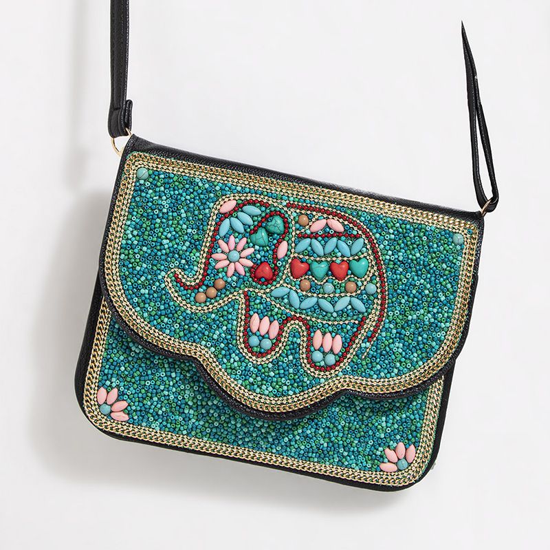 Borsa a tracolla da viaggio in PU con fiore in stile etnico, borsa da donna_voghion.com