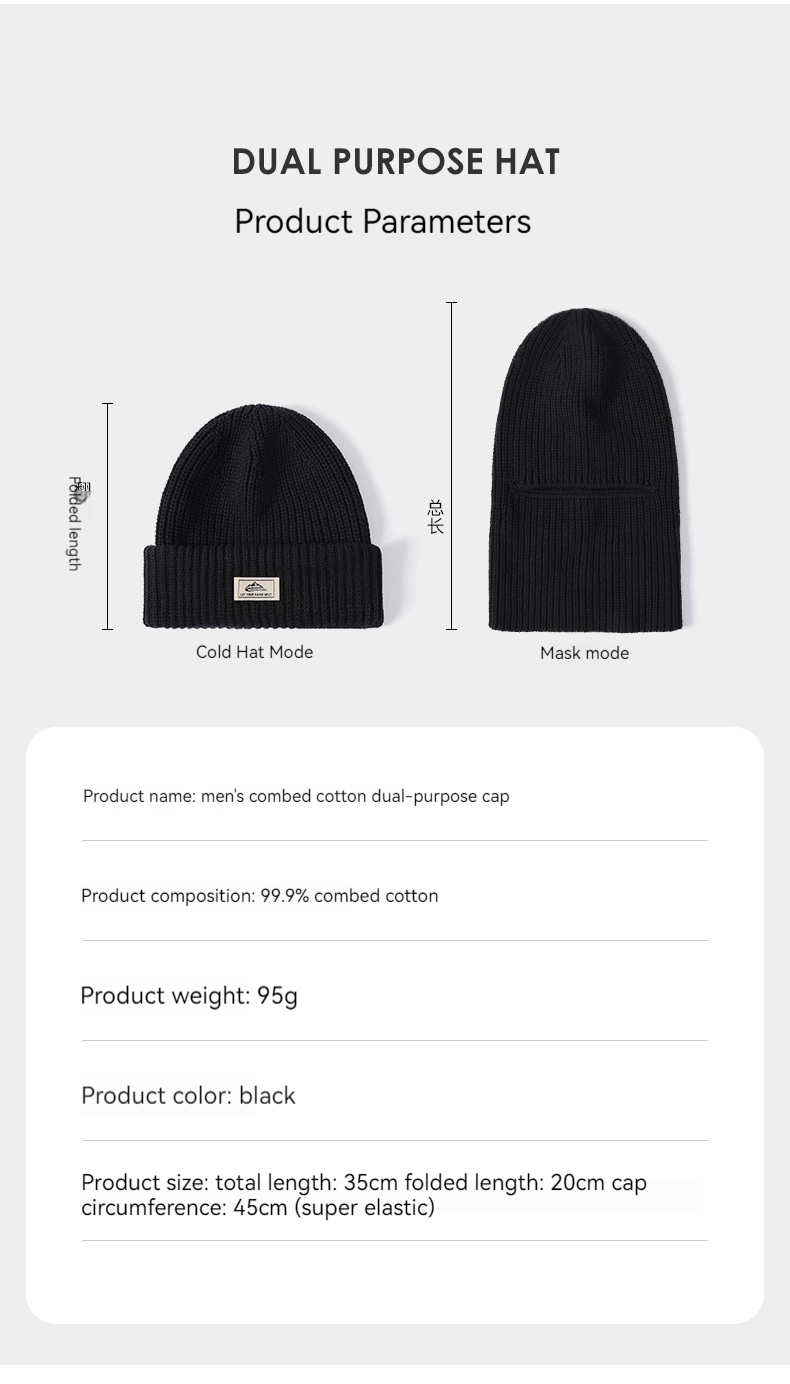 Autumn and Winter Warm Knitted Hats for Men's Windproof and Cold Fitting Headwear, Plush Cold Hats, Woolen Hats, Pure Cotton Hats_voghion.com