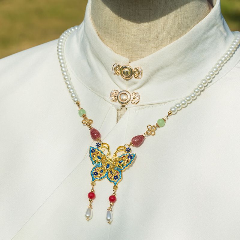 Ciondoli di perle Ming Long, accessori Hanfu, collane, gioielli da donna in stile antico (TB18.9)_voghion.com