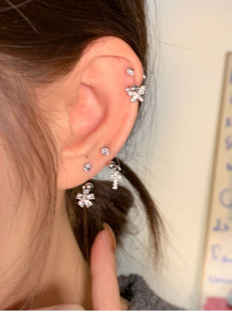 Dudu Couple Alloy Zircon Piercing U-shaped Horseshoe Ear Bone Stud Screw Twist Hook Earrings For Women_voghion.com