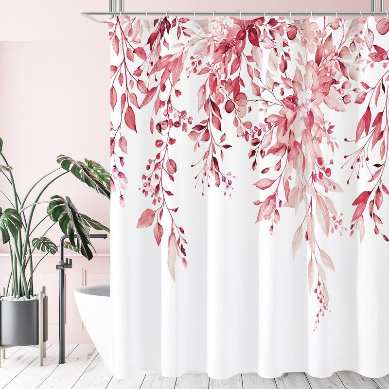 Cross-border Source Digital Printing Single Layer Blue Eucalyptus Waterproof Shower Curtain Set 72x72inch_voghion.com