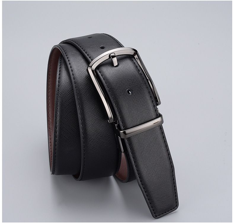 Geschäfts-Rietsleder-Gürtel mat rotéierender Nadelschnall, Casual, villsäiteger duebelsäiteger Lieder fir Männer_voghion.com