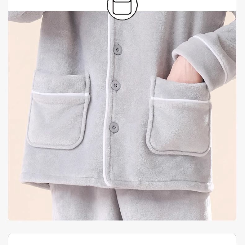 2025 New Autumn And Winter Men's Pajamas Men's Lapel Cardigan Warm Loungewear Set_voghion.com