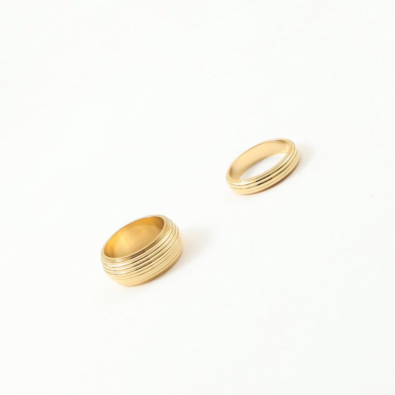 Damen Schmuck Multi Line Simple Ring Titan Stahl Galvanisiert Gold_voghion.com