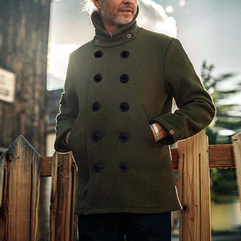 ActiveGo ActiveGo 2025 Giacca invernale da uomo transfrontaliera, stile europeo americano, tinta unita, cappotto di lana da uomo_voghion.com