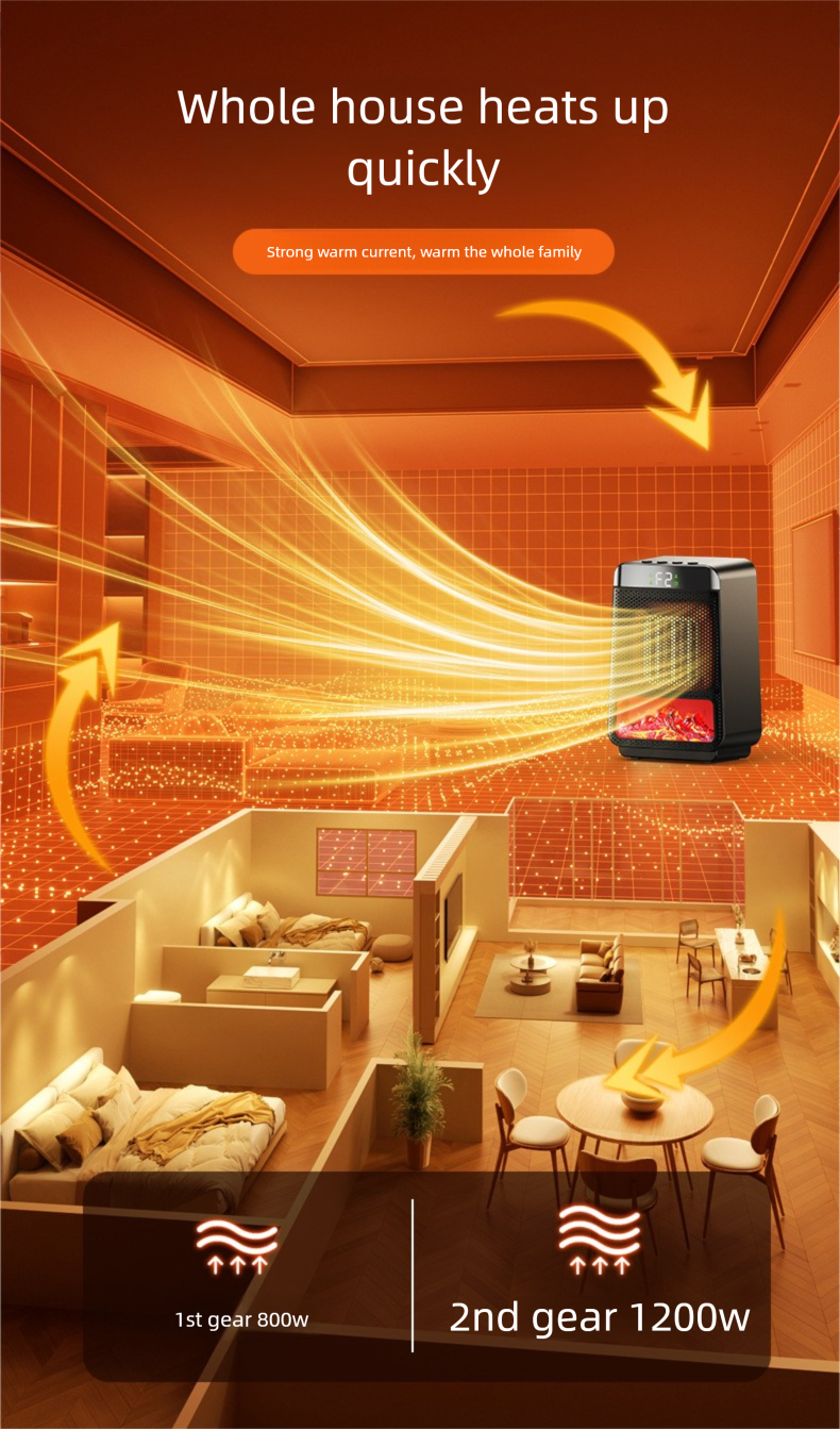 New 3D Simulated Flame Mountain Desktop Timer Portable Household Small Electric Heater_voghion.com
