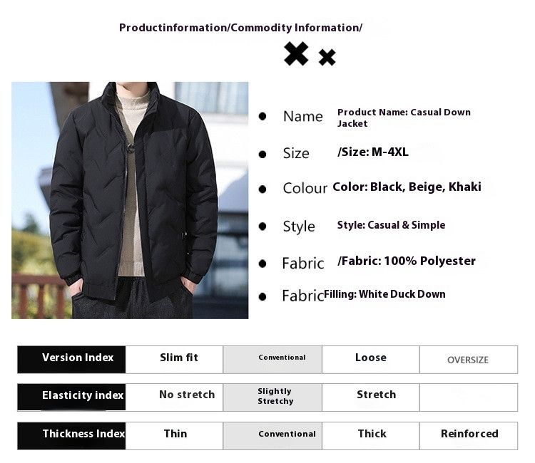 Piumino da uomo, modello corto, invernale 2025, in velluto spesso, leggero e alla moda, con collo alto da uomo_voghion.com