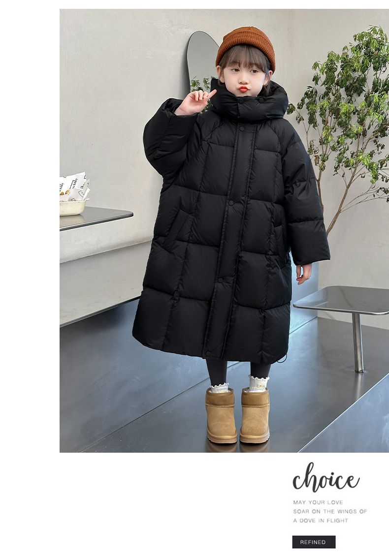 2024 New Children's Down Cotton Jacket, Extended Knee Length Cotton Jacket, Korean Style_voghion.com