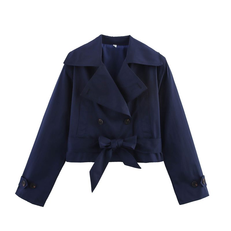 BSK&TRAF Women's Fashion 2025 Summer New Style Simple Versatile Belted Trench Coat Short Jacket_voghion.com