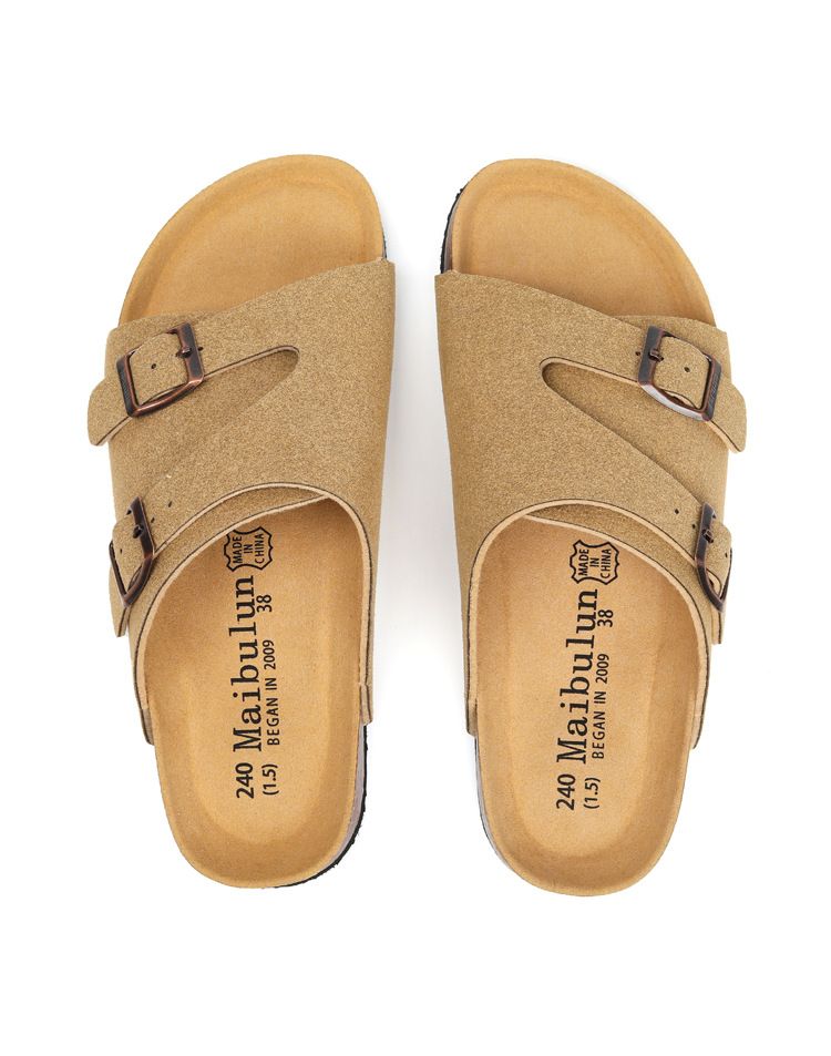 SHLIANG New Summer Men's Soft Wooden Slippers Couple Sandals Beach Shoes Outer Wear Leather Cross-Border Water Sandals Y0574_voghion.com