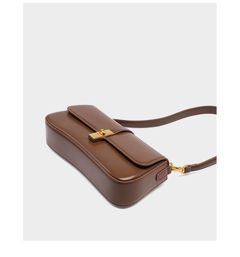Sac baguette en cuir de vachette de haute qualité, au toucher haut de gamme, pour femme_voghion.com