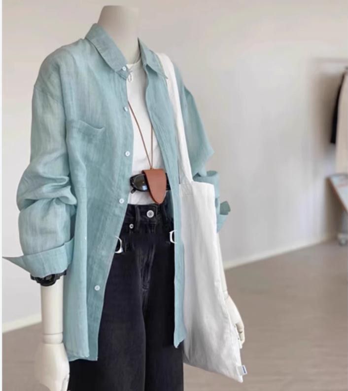 Really Good~Praising The Tencel Sunscreen Shirt For Women In Spring And Summer , Thin Edition, Collar, Single_voghion.com