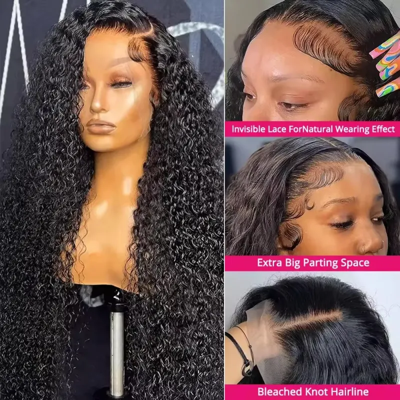 Kinky Curly 4x4 mežģīņu parūkas, cilvēka matu mežģīņu priekšpuse, Brazīlijas īstas HD mežģīņu aizdares parūkas melnām sievietēm, lētas Jerry cirtainu matu parūkas_voghion.com