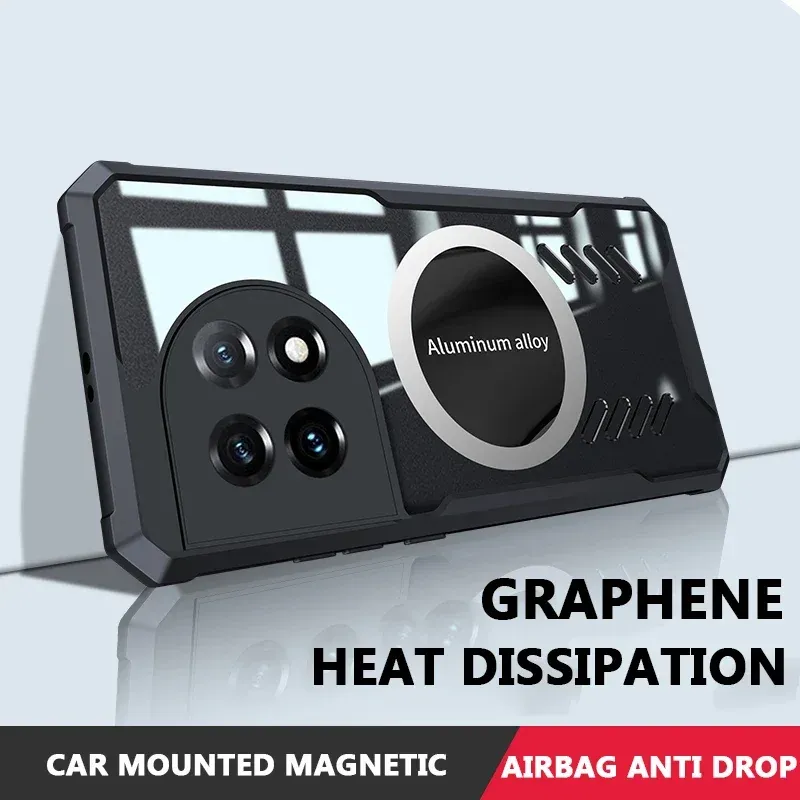 Custodia per PC con dissipazione del calore in grafene per OnePlus 12 12R 11 11R 10R 10T 10 9 9R 9RT, custodia protettiva trasparente traspirante_voghion.com