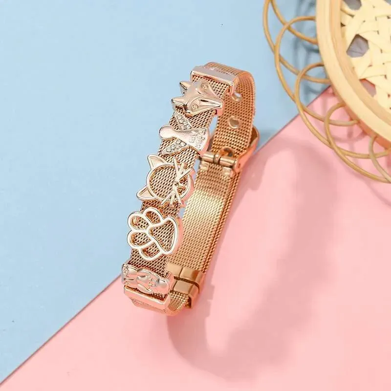 10mm Dog Paw Fox Fairy Beads Charm DIY Stainless Steel Mesh Keeper Bracelets Pulseras Mujer For Women Men Jewelry Gift_voghion.com