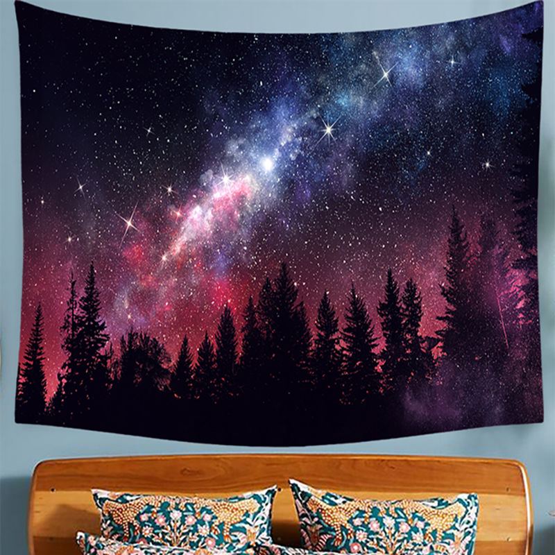 Forest Mountain Bedside Bedroom Wall Tapestry INS Nordic Decorative Hanging Fabric Wall Painting Background Fabric_voghion.com