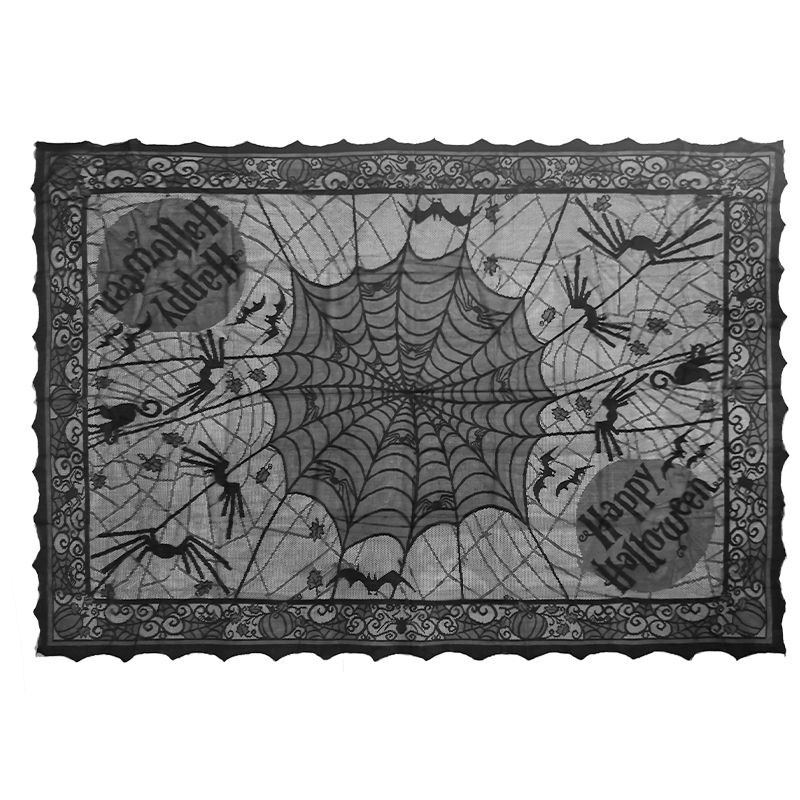 Halloween Spitze Tisch Läufer Schwarz Spinne Web Tischdecke Kamin Abdeckung Kaminsims Halloween Dekoration 2024 Home Party Clot_voghion.com