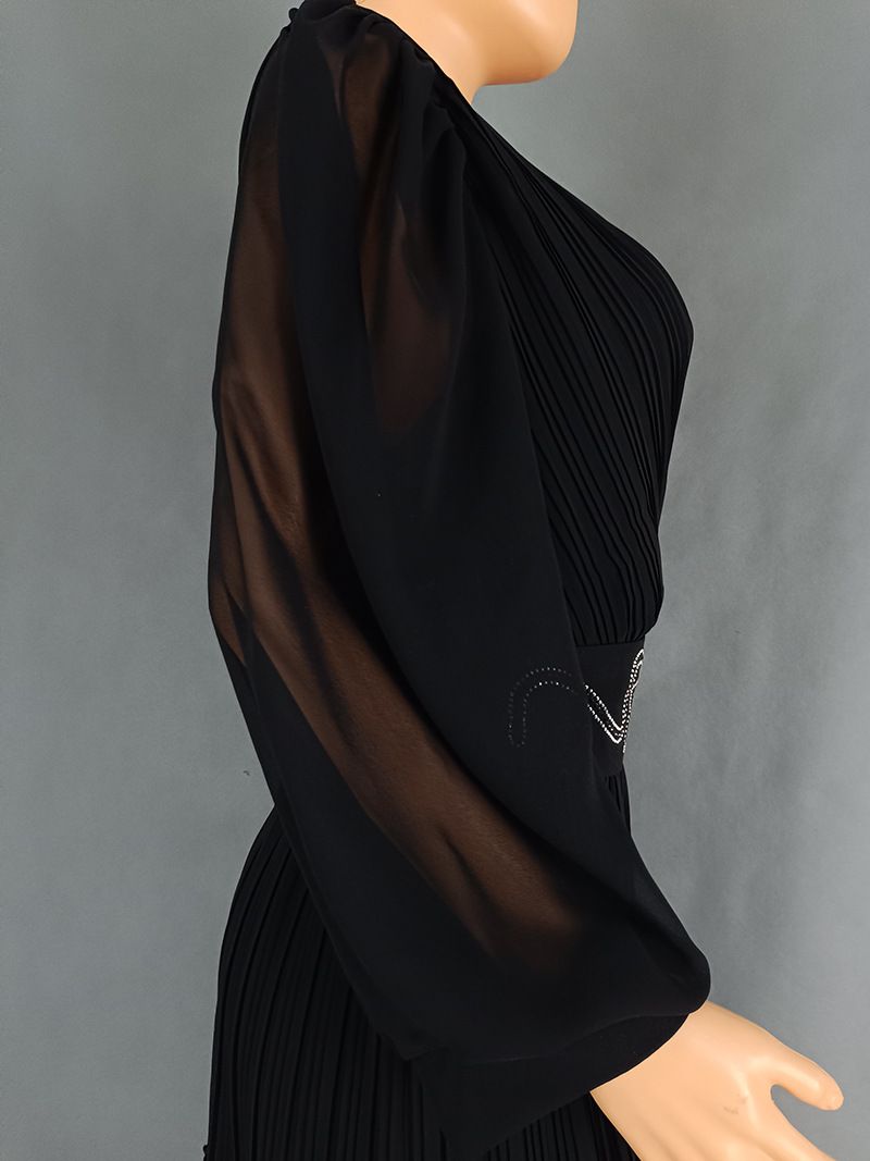 Langärmliger Faltenrock für Damen, unabhängige Station, hohe Taille, Außenhandel, lockeres Kleid in großer Größe (freier Gürtel) 8835_voghion.com