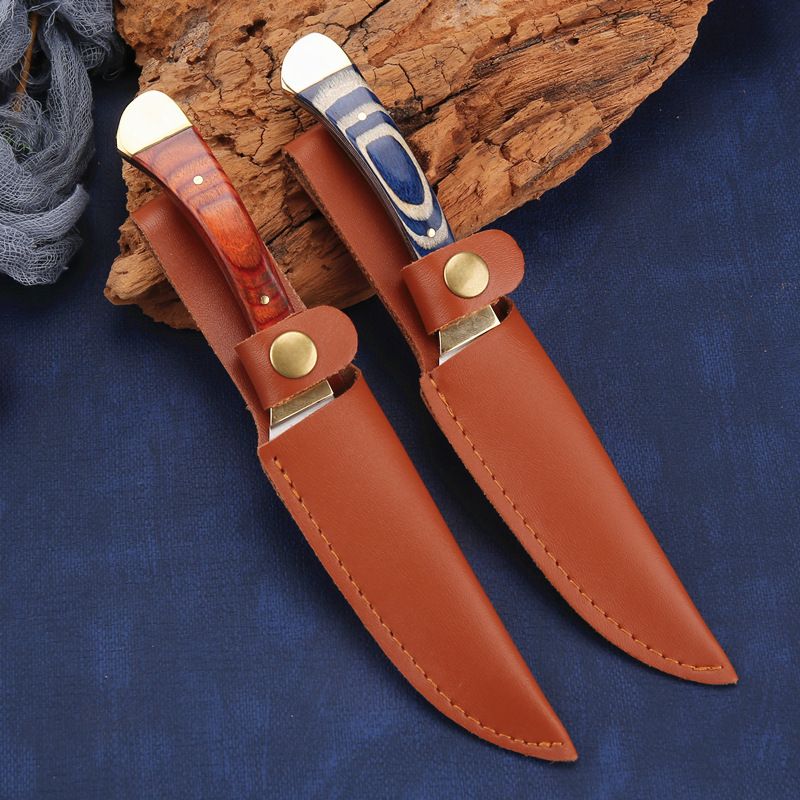 Authentic Mongolian Style Handcrafted Meat Knife - Stainless Steel Blade With Wooden Handle & Brass Accents_voghion.com