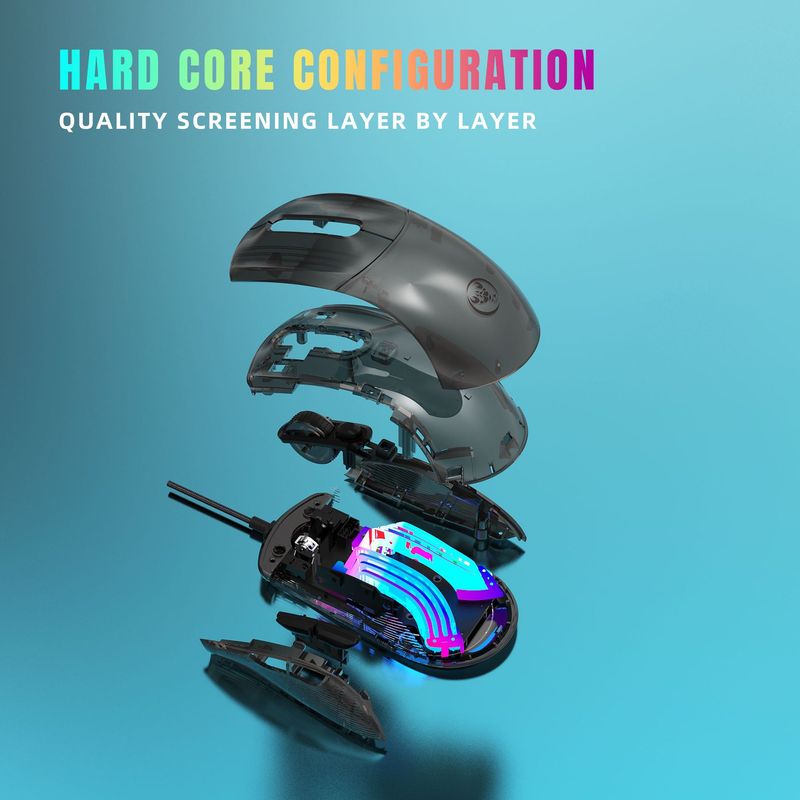 Transparente kabelgebundene Gaming-Maus, 7-Tasten-Makroprogrammierung, geflochtenes Kabel, 12800 dpi RGB-Hintergrundbeleuchtung, eSports-Maus_voghion.com