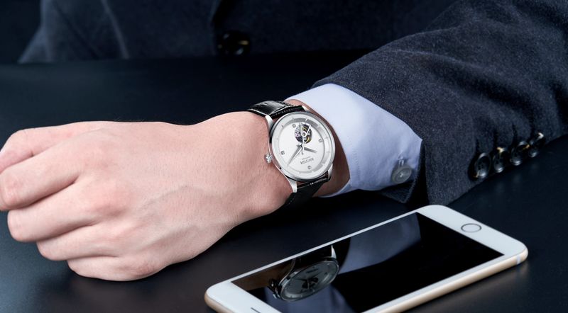 MEGIR Mode Lederband Armbanduhr Für Männer Große Zifferblatt Saphir Automatische Mechanische Uhr Uhr Relogio Masculino 62059_voghion.com