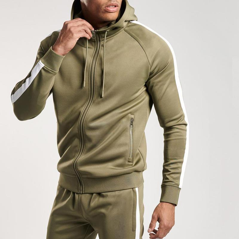 Automne et hiver nouveau grand à capuche hommes décontracté course Fitness sport deux pièces ensemble_voghion.com