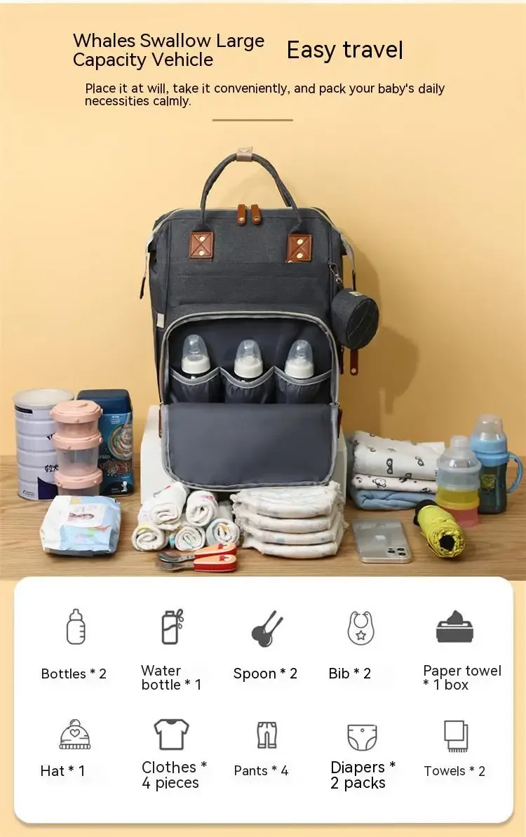 Luiertas met verschoningsstation 3 in 1 Babyluierrugzak met opvouwbaar verschoningsmatje, grote reistas voor meisje en jongen_voghion.com