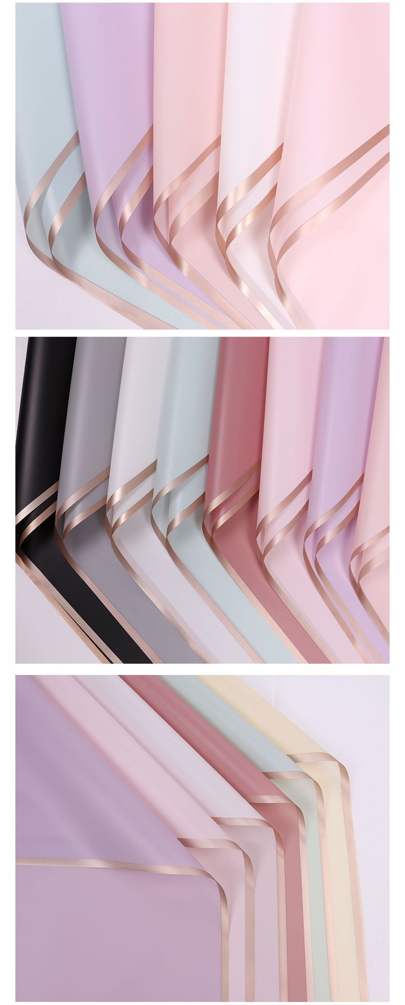 Blumenpapier mit goldenem Rand, Floristen-Blumenstrauß-Zubehör, DIY-Basteln, Geschenkverpackung, wasserfestes Blumen-Geschenkpapier, 22,8 x 22,8 Zoll_voghion.com