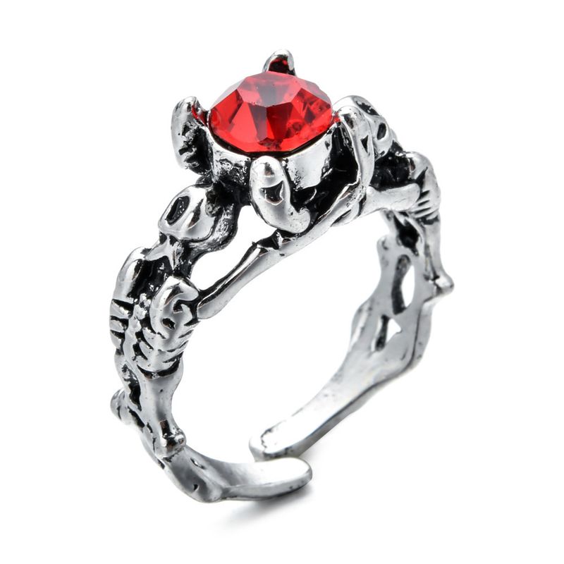Scheletro rosso alla moda per artigianato maschile, personalità alla moda, anello aperto dominante_voghion.com