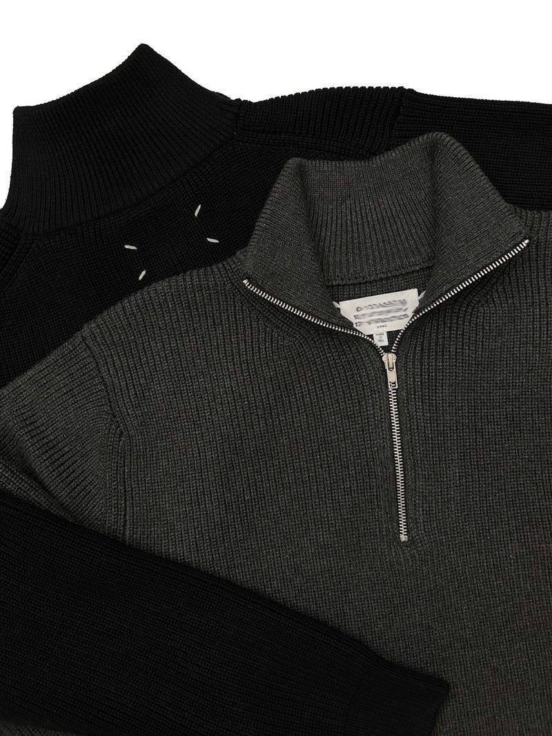 Unisex Quarter-Zip High Neck Wool-Blend Sweater – Slim Fit Minimalist Pullover (M-XL)_voghion.com