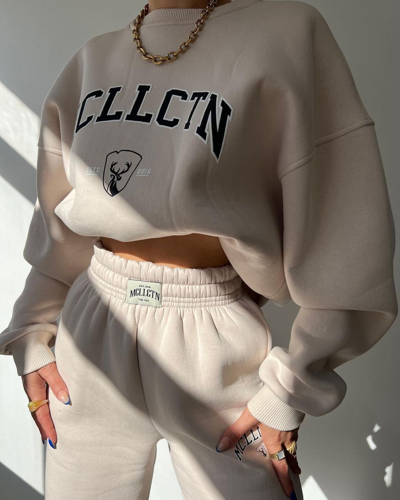 abbigliamento casual europeo e americano transfrontaliero moda stampata abito spesso più felpa in velluto pantaloni a maniche lunghe abito_voghion.com