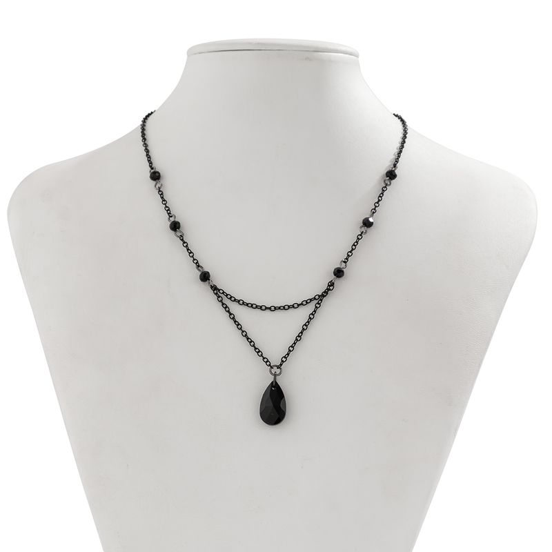 Moda PuRui Gótico Cristal Contas Bola Corrente Colar para Mulheres Preto Gota Forma Pingente Gargantilha Simples Meninas Jóias Y2K_voghion.com