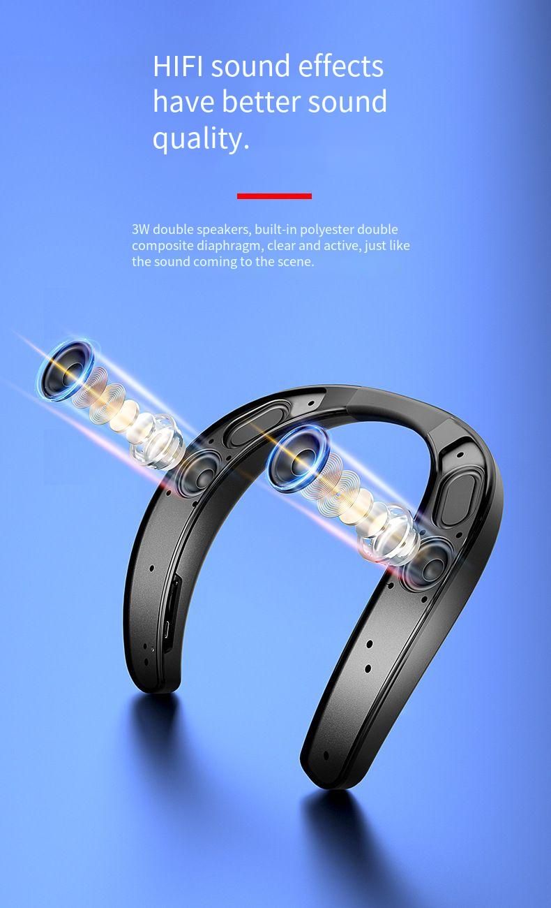 Nuovo altoparlante stereo per giochi con subwoofer in tessuto Bluetooth wireless da appendere al collo_voghion.com