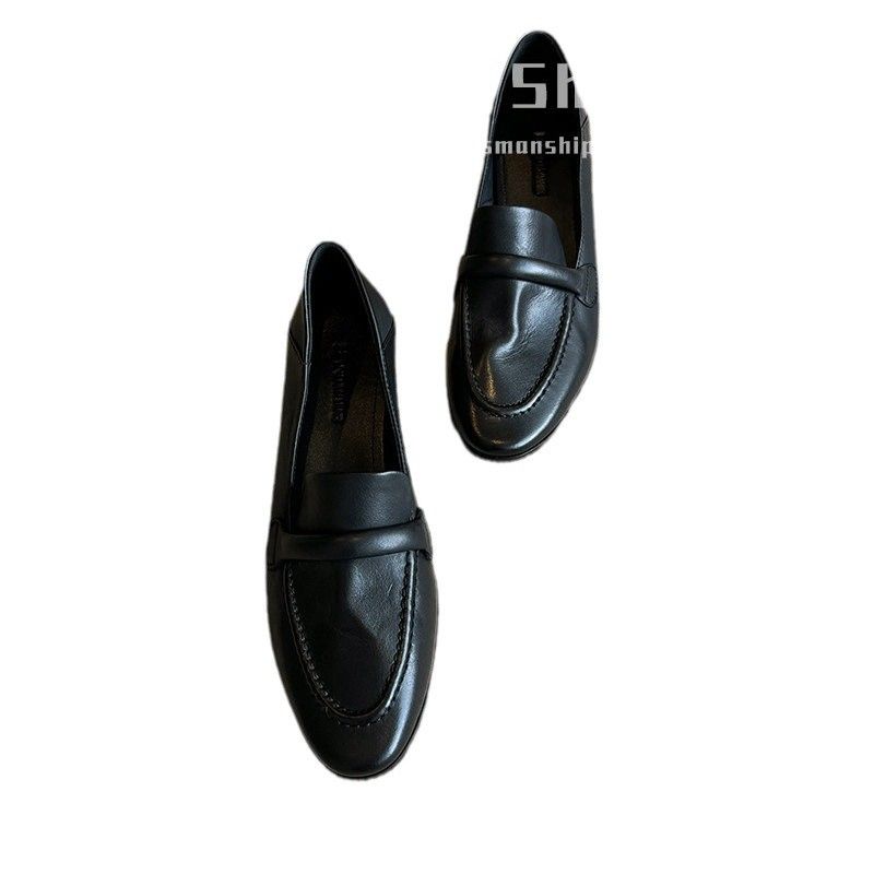 【Instant Dispatch】Chengdu Style Slip-On Loafers Spring And New Genuine Leather Single Shoes For Women Autumn Chunky Heel_voghion.com