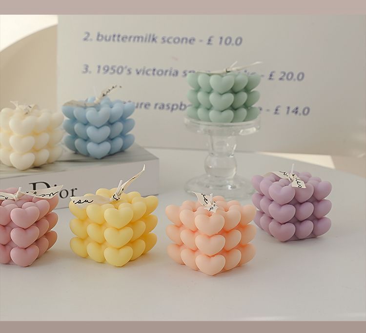 Heart Cube Aromatherapy Candle Creative Ins Style Internet Celebrity Incense Decoration Photo Studio Romantic Atmosphere_voghion.com