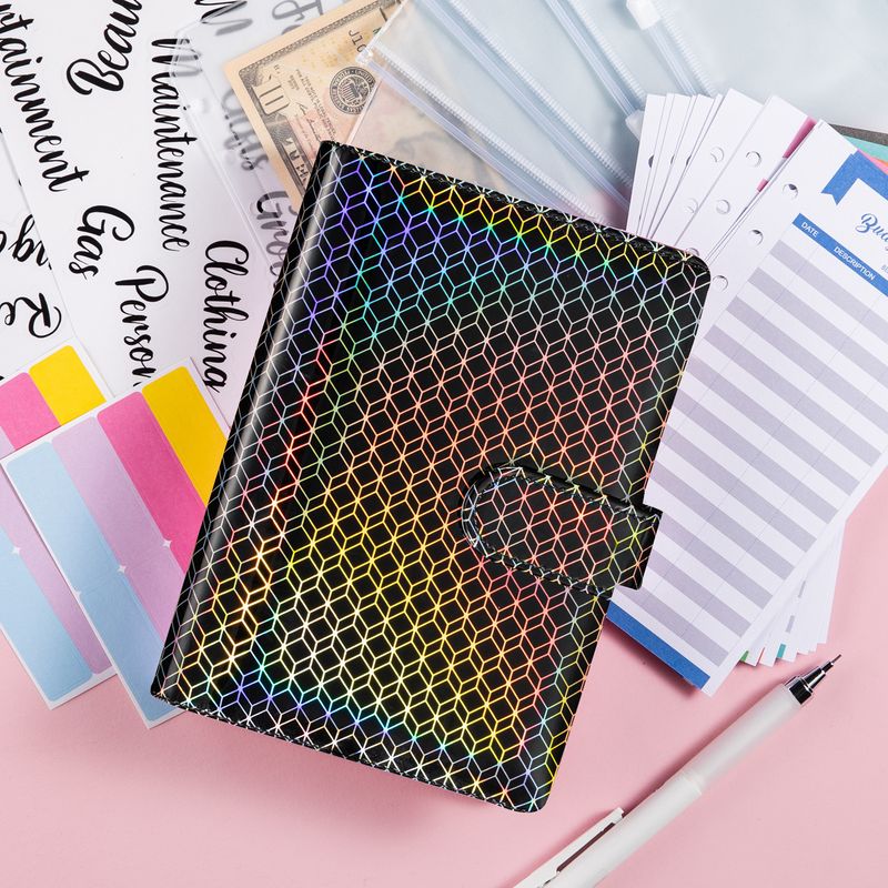 Carnets rechargeables, classeur laser, carnet créatif en PU, budget, feuilles mobiles, manuel, plan d'épargne_voghion.com