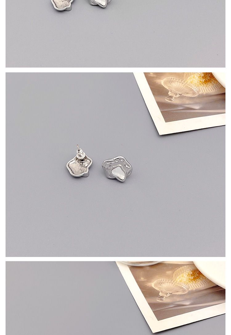 S Sølvnål Uregelmæssig Geometri Kobberbelagt Ægte Guld Skal Kompakte Øreringe Enkle og Moderigtige Øretilbehør_voghion.com