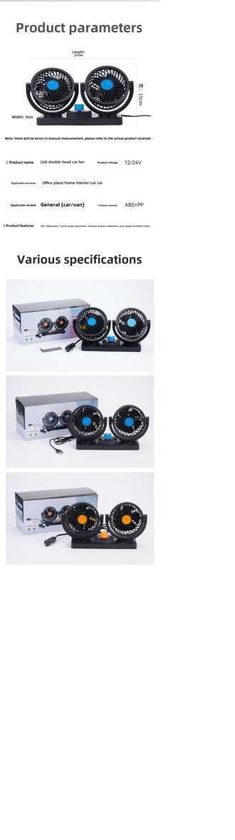 Ventilateur universel USB 12 V/24 V pour voiture, maison, double usage, double tête, pour camion, fournitures automobiles_voghion.com
